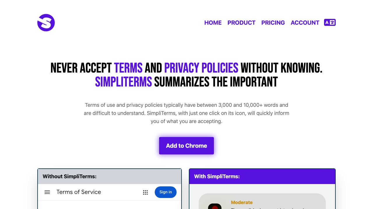 Simpliterms website screenshot