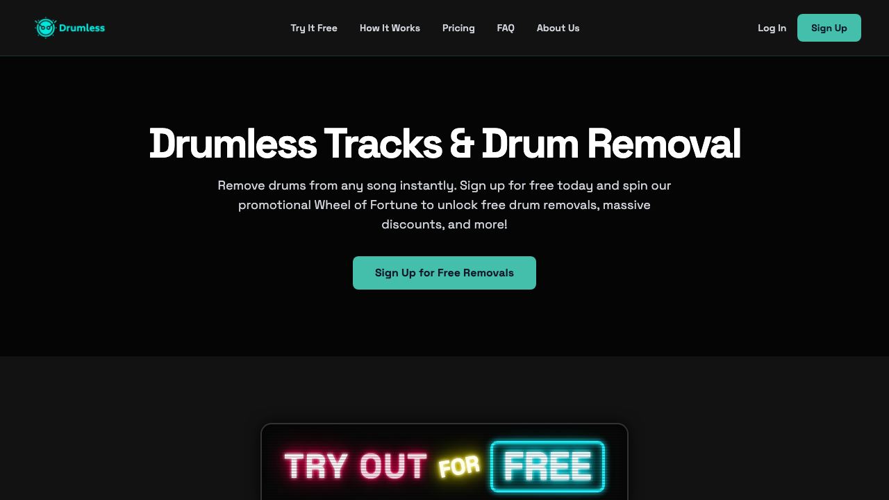 Drumless : Drums Remover 网站截图