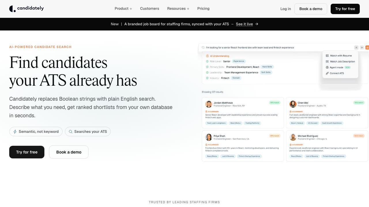 Candidate Search AI — ATS AI Search ATS 网站截图