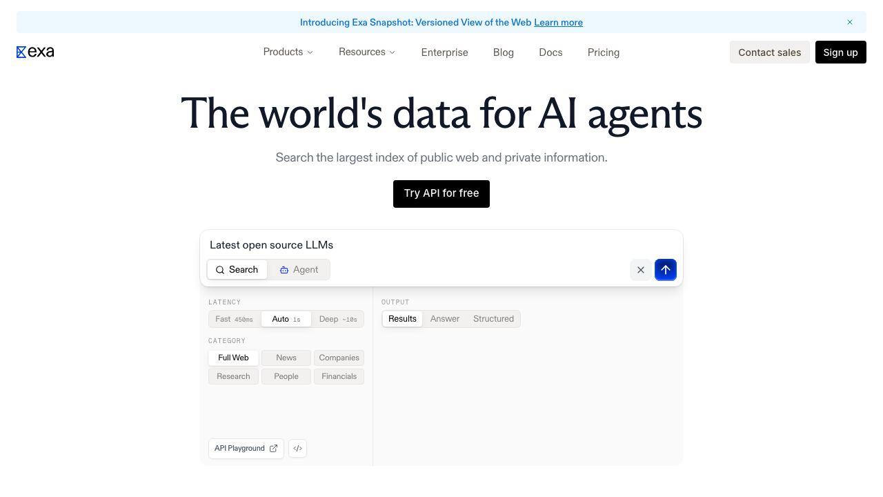 exa.ai 网站截图