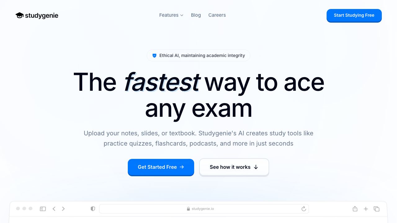 Studygenie website screenshot