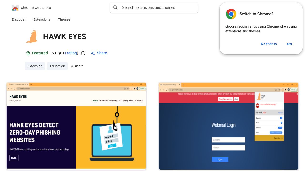 HAWK EYES website screenshot