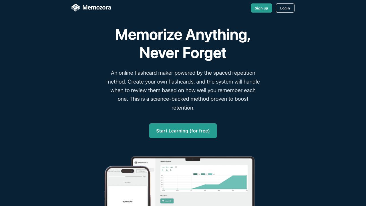 Memozora 网站截图