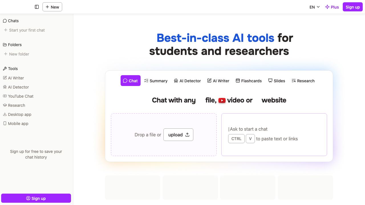 ChatPDF website screenshot