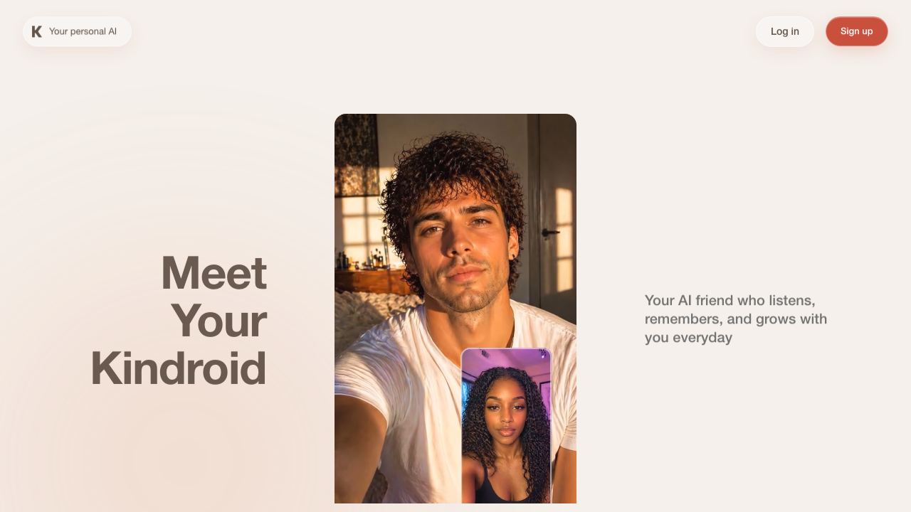 Kindroid website screenshot