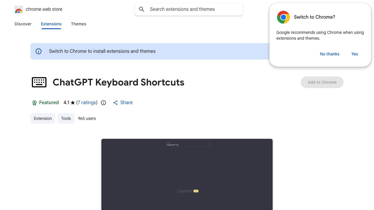 ChatGPT Keyboard Shortcuts 网站截图