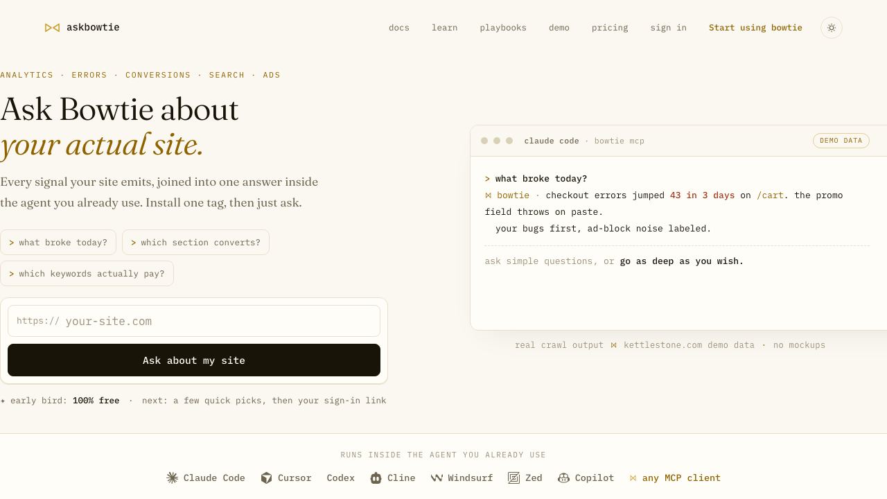 askbowtie website screenshot