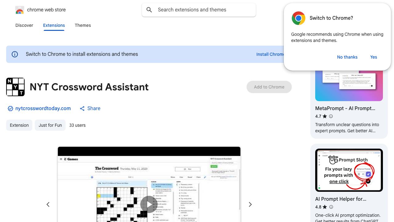 NYT Crossword Assistant 网站截图