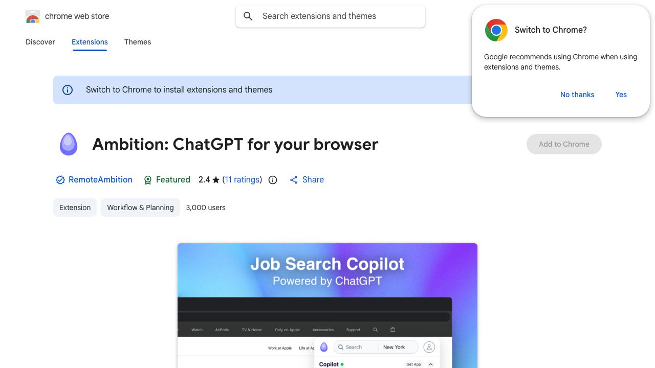 Ambition: ChatGPT for your browser 网站截图