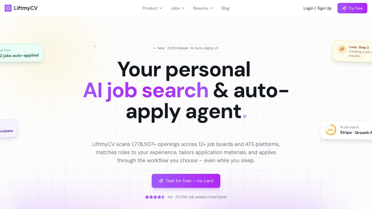 LiftmyCV website screenshot