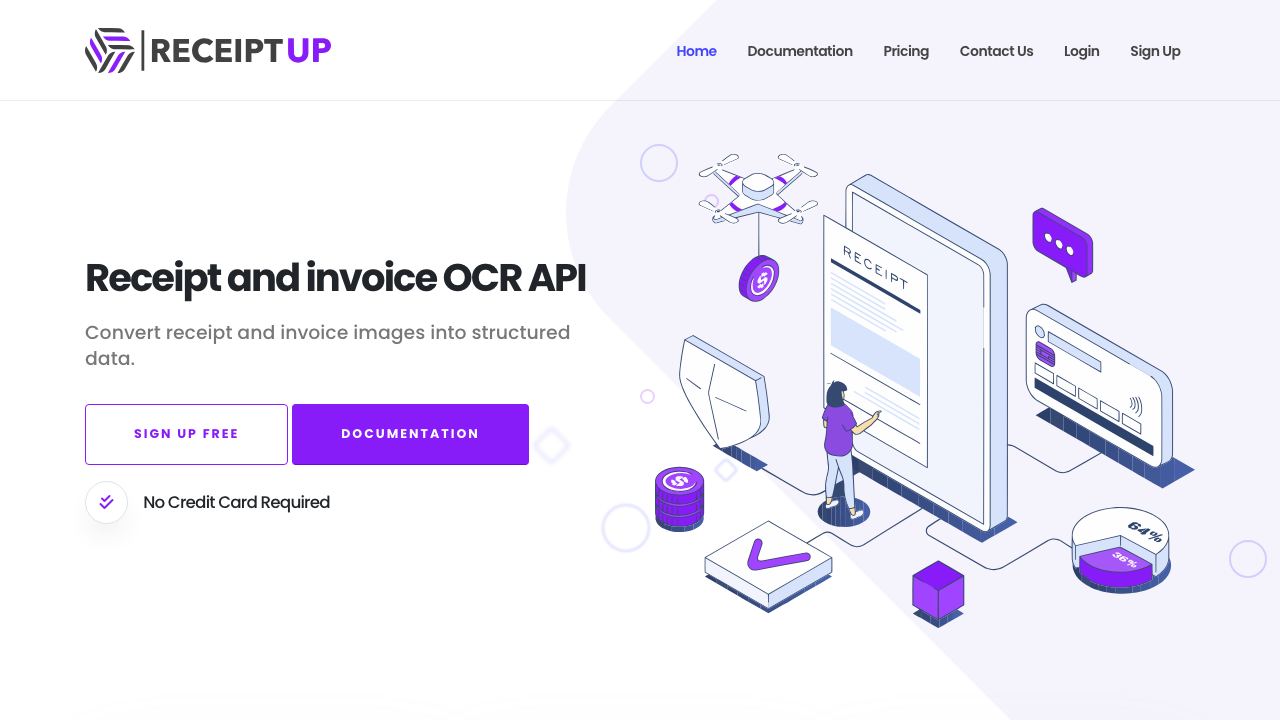 ReceiptUp website screenshot