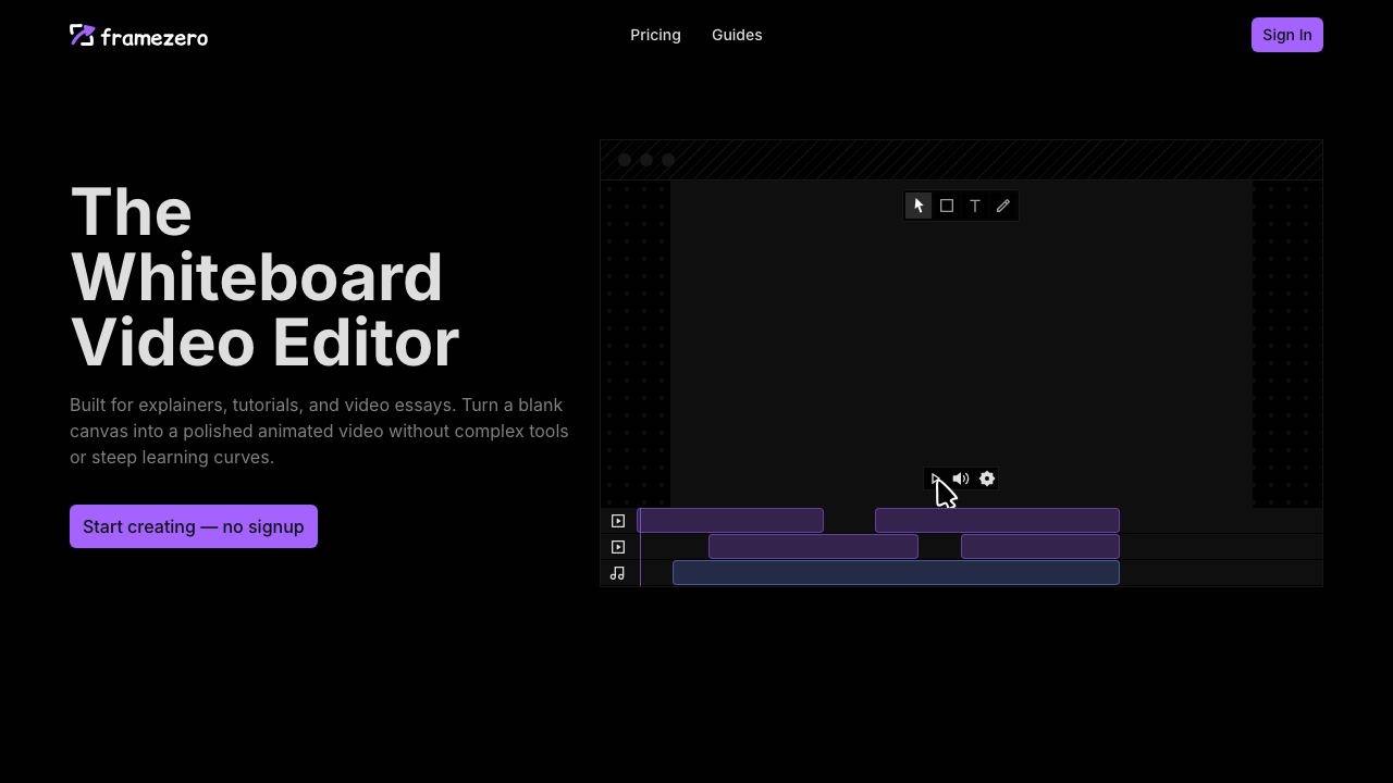 FrameZero website screenshot