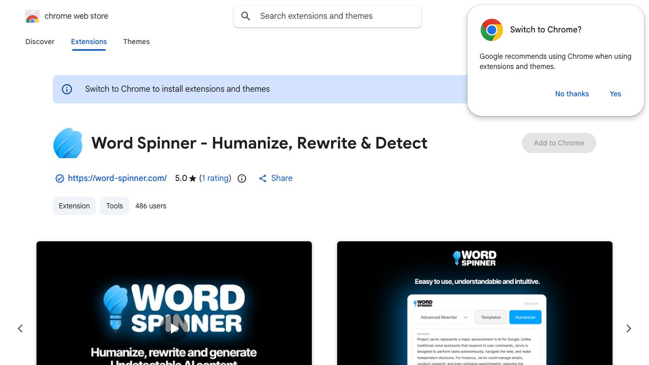 Word Spinner - The Best AI Humanizer, Rewriter & Copywriter 网站截图