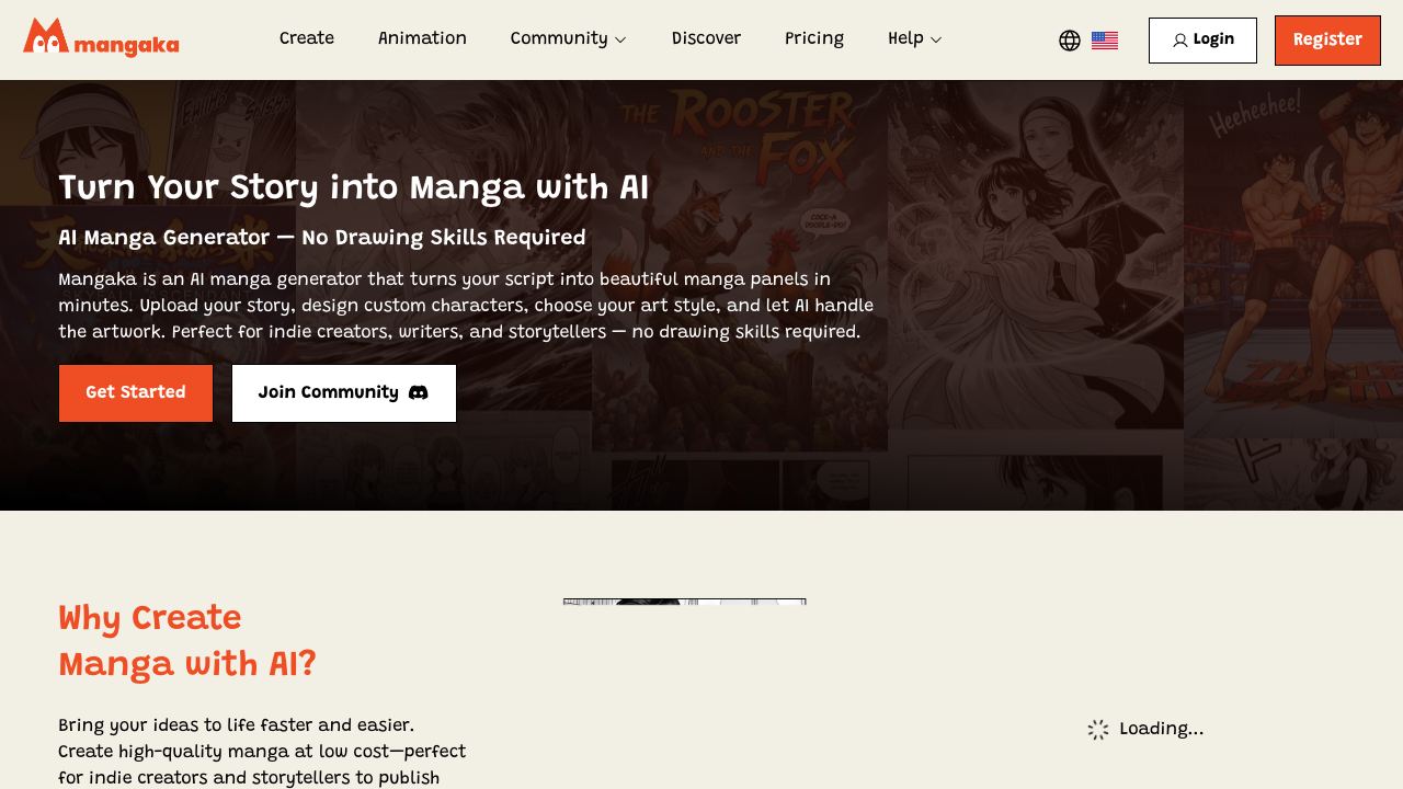 Mangaka.app website screenshot