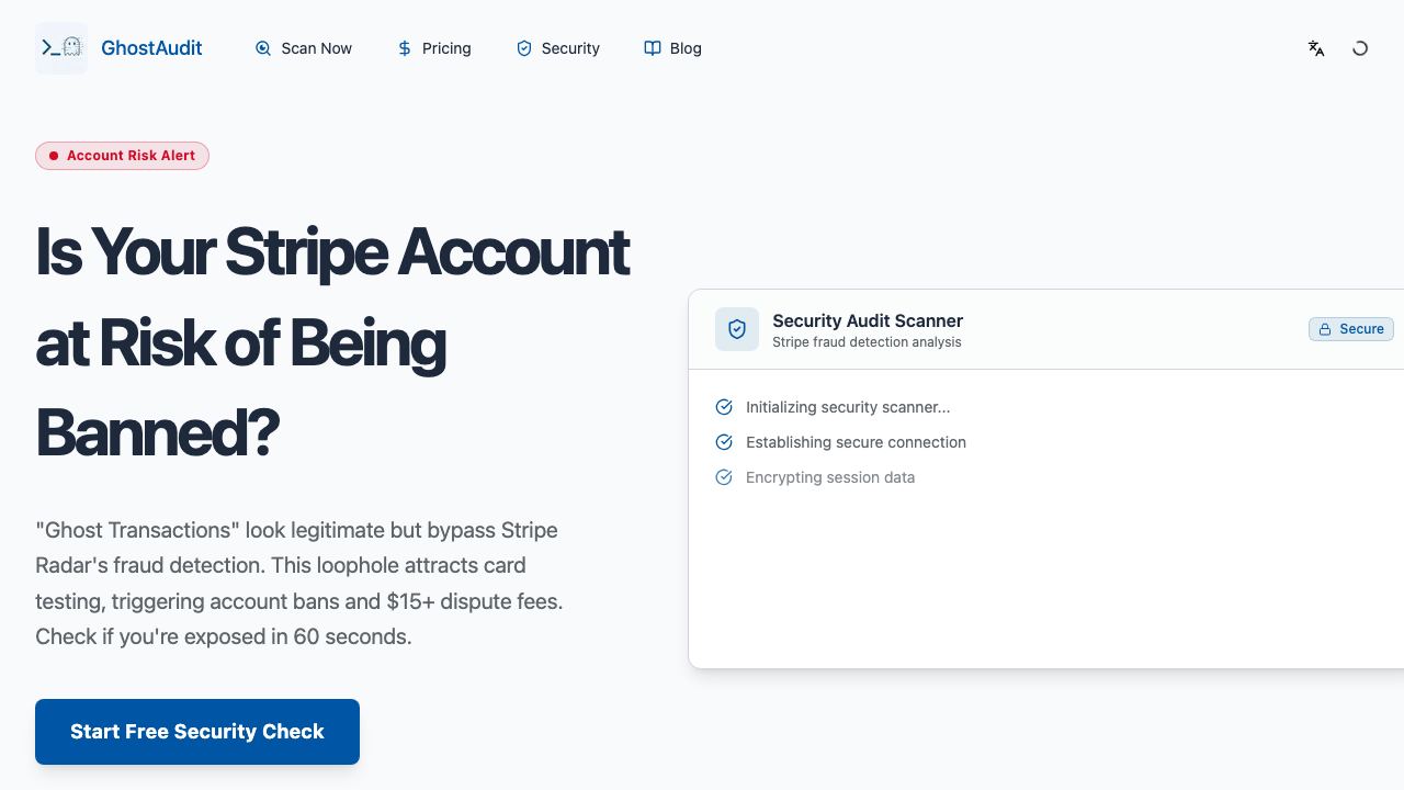 GhostAudit website screenshot