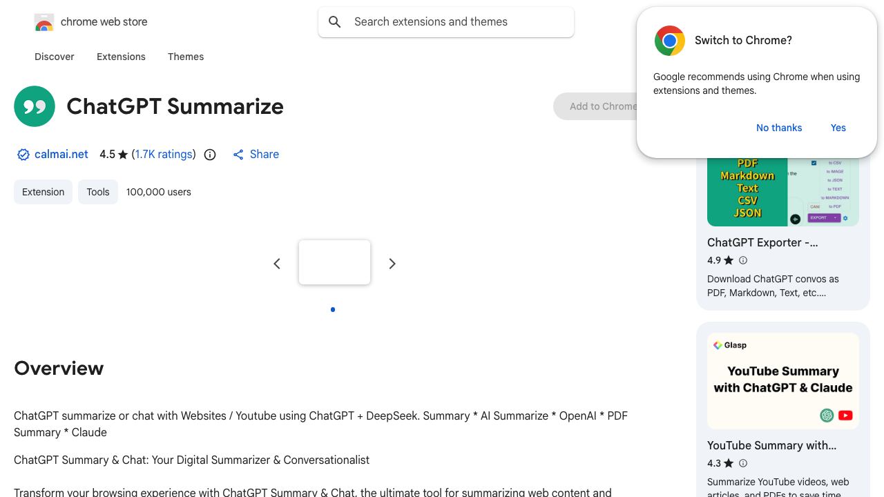 ChatGPT » Summarize everything! 网站截图