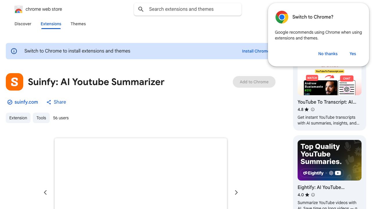 Suinfy: AI Youtube Summarizer 网站截图