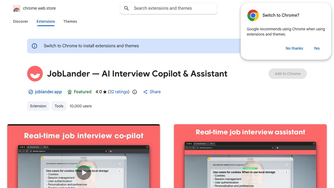 JobLander website screenshot
