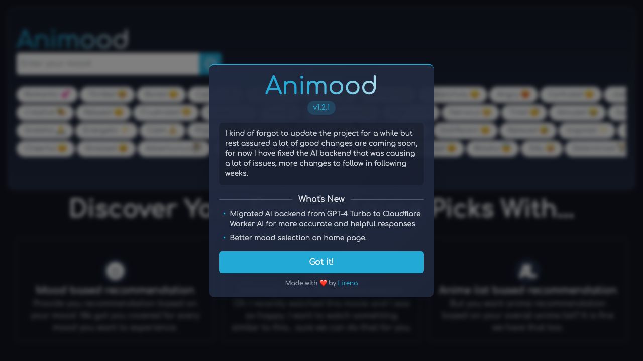 Animood website screenshot