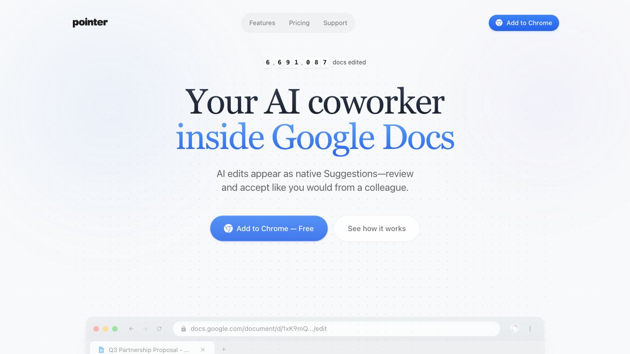 Pointer AI website screenshot