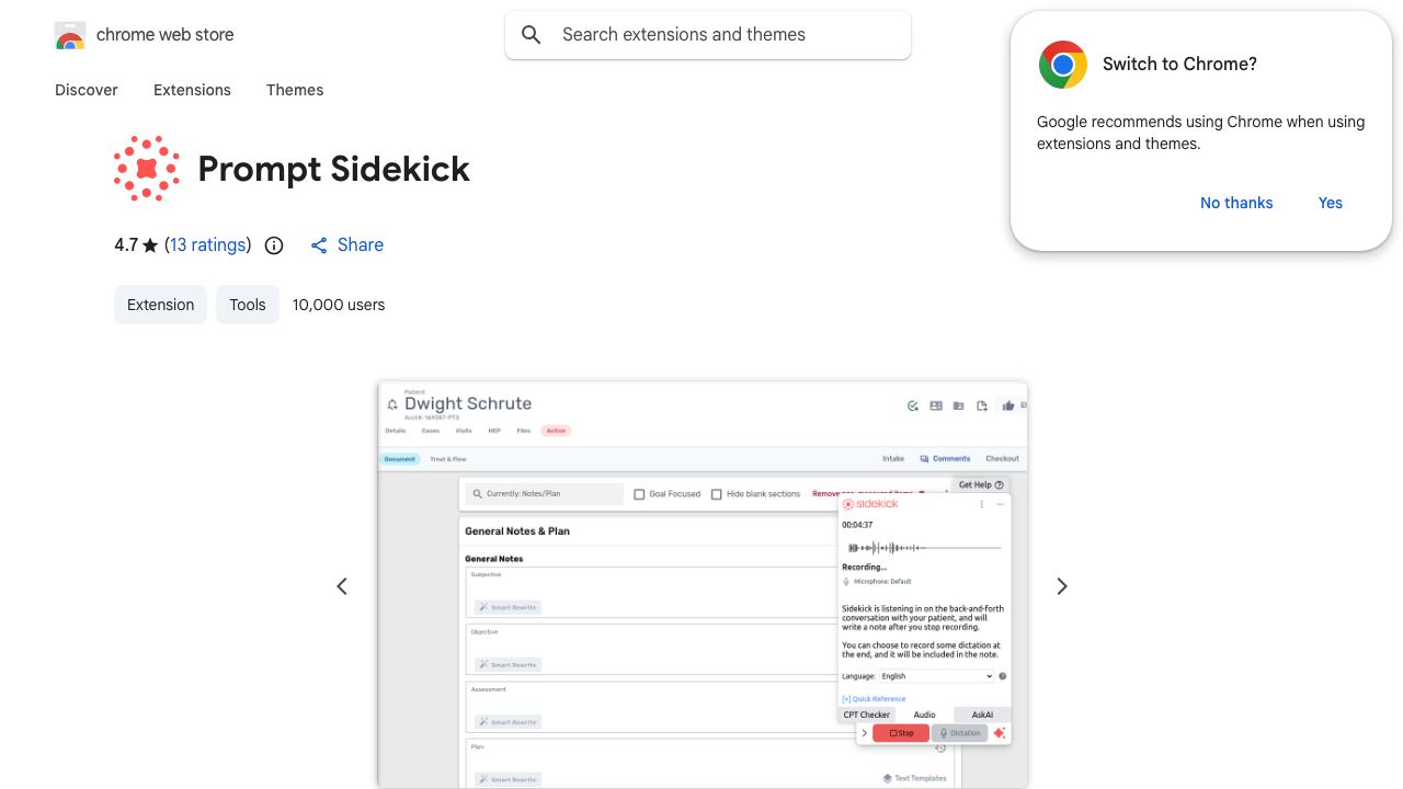 PredictionHealth Sidekick 网站截图