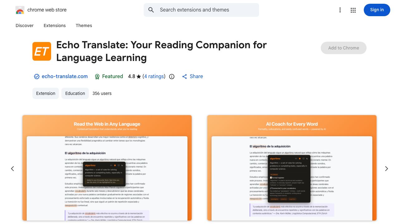 Echo Translate: AI Assistant for Language Learners 网站截图