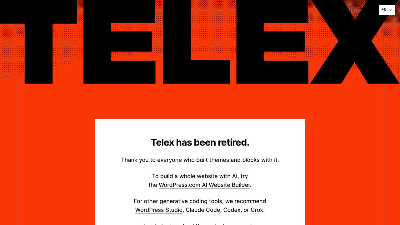 Telex 网站截图