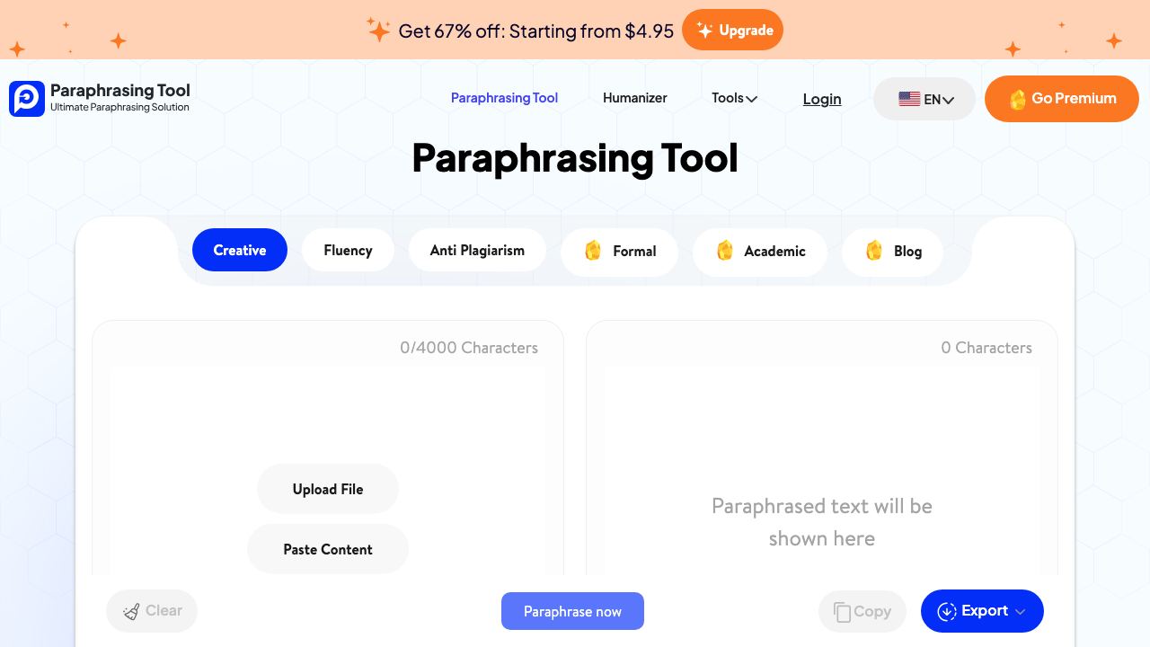 paraphrasing-tool.ai website screenshot