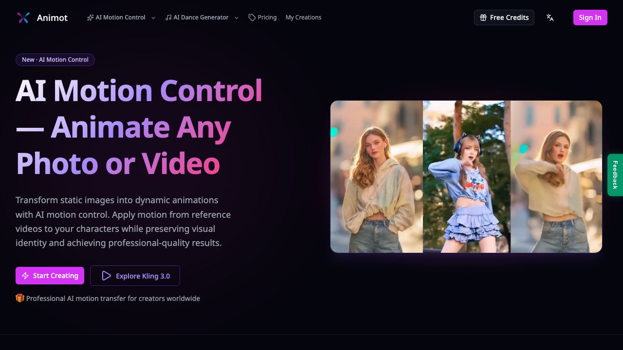 kling motion control -1 网站截图