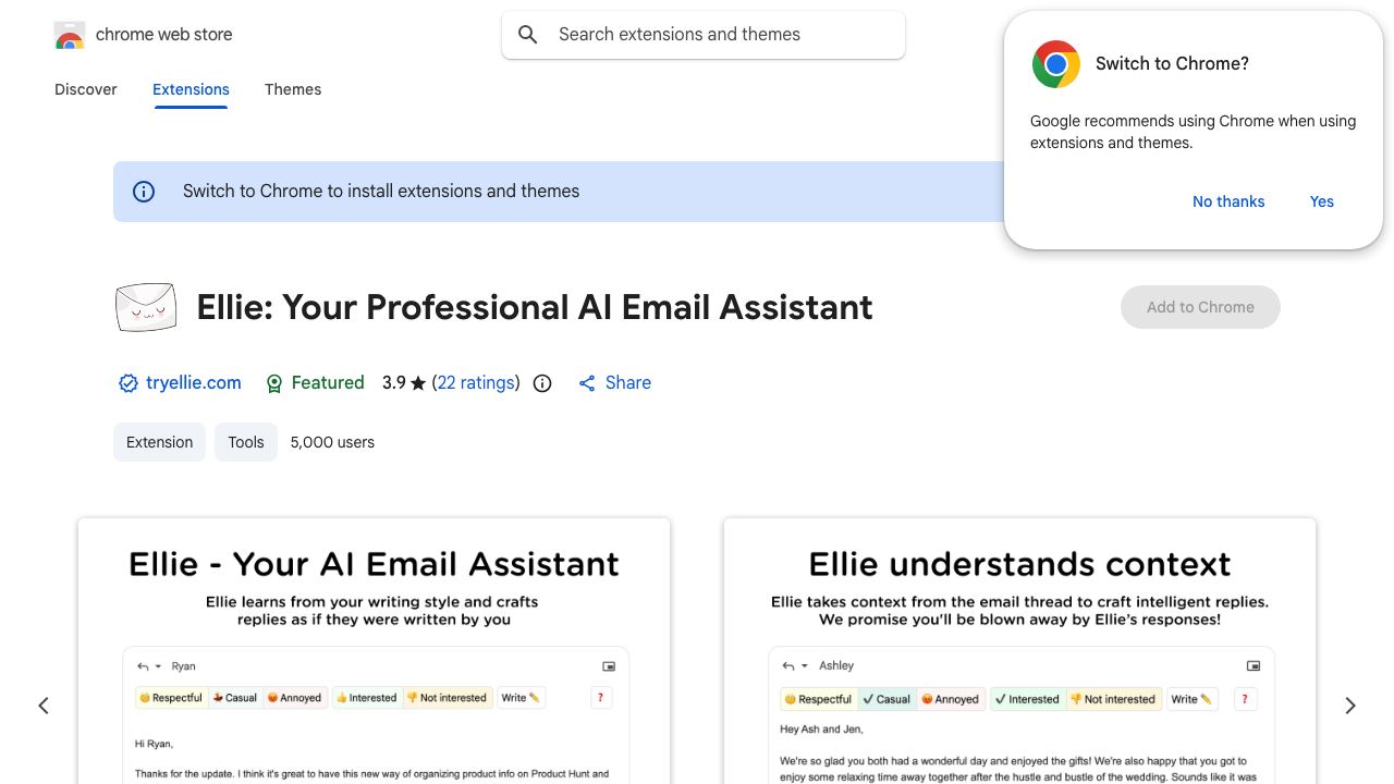 Ellie: Your Professional AI Email Assistant 网站截图