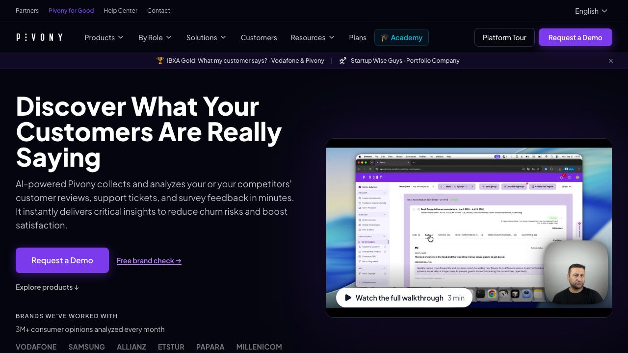Voice of the customer by Pivony website screenshot
