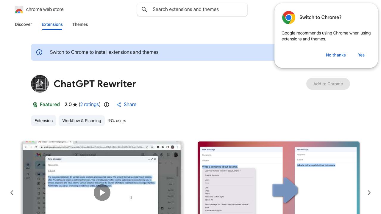 ChatGPT Rewriter 网站截图