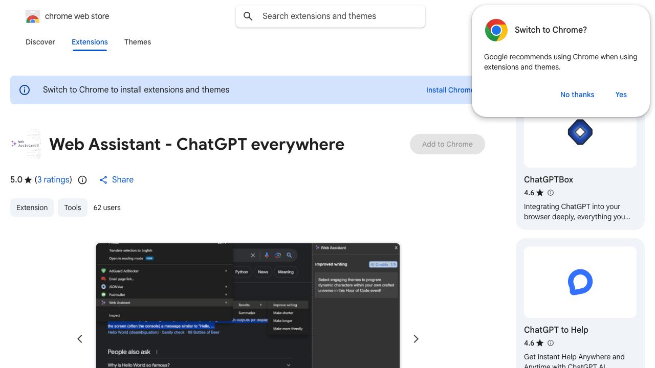 Web Assistant - ChatGPT everywhere 网站截图