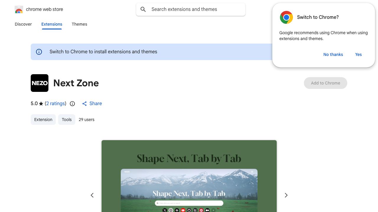 Next Zone website screenshot