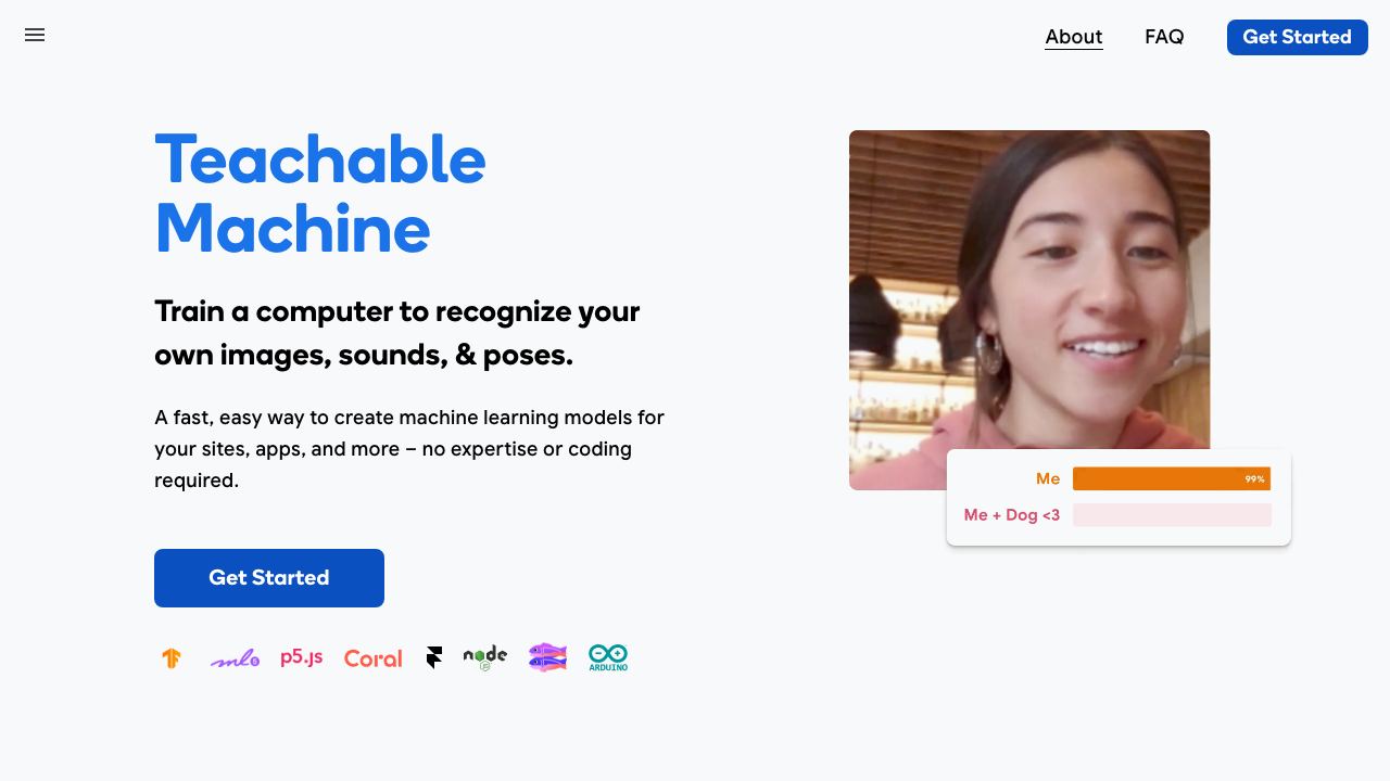 Teachable Machine 网站截图