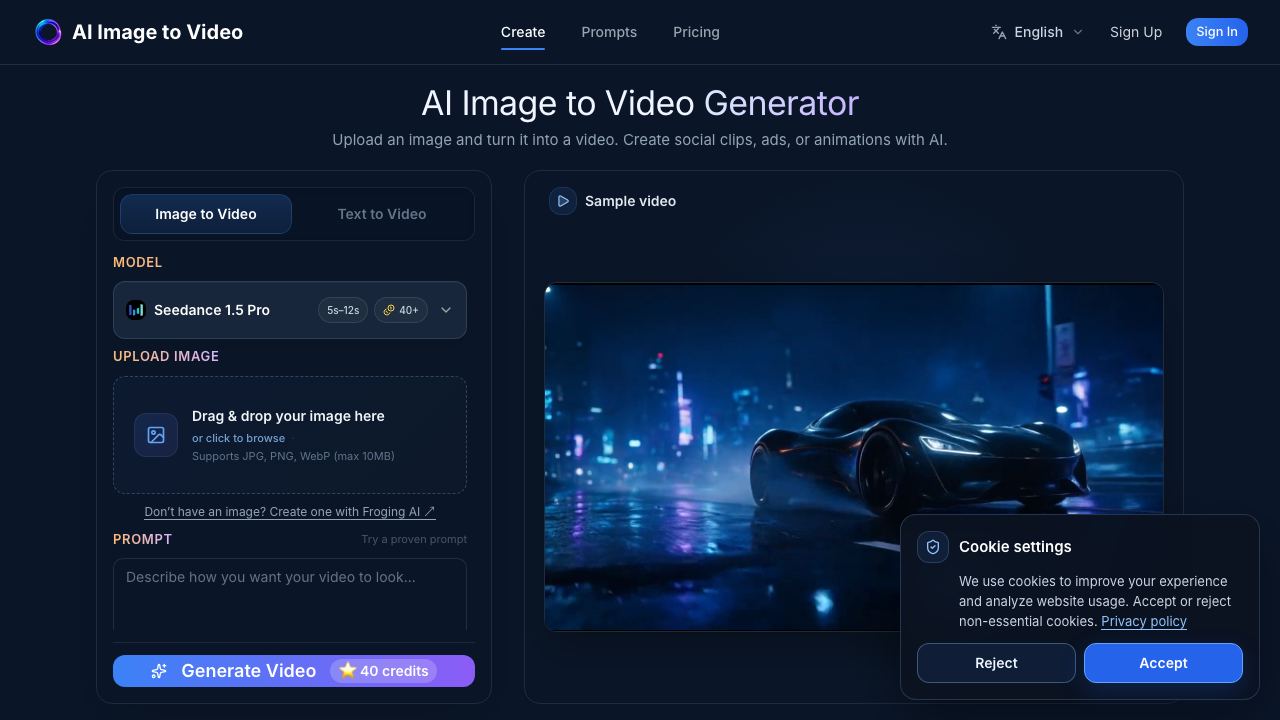 AI Image to Video - 1 网站截图