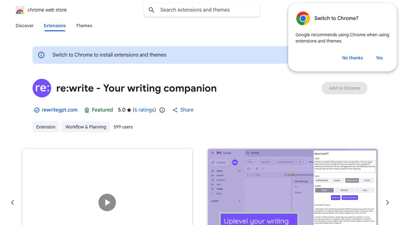 re:write - Your writing companion 网站截图