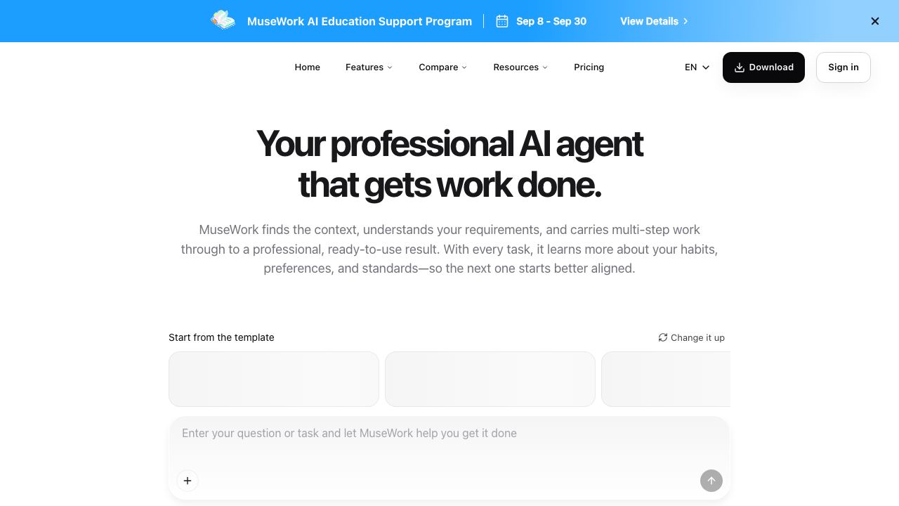 Muse AI website screenshot