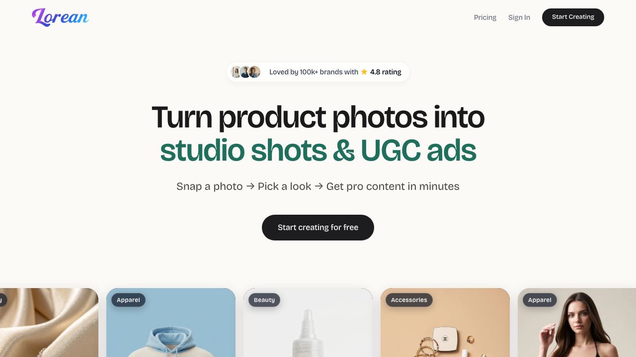 Lorean Labs 网站截图