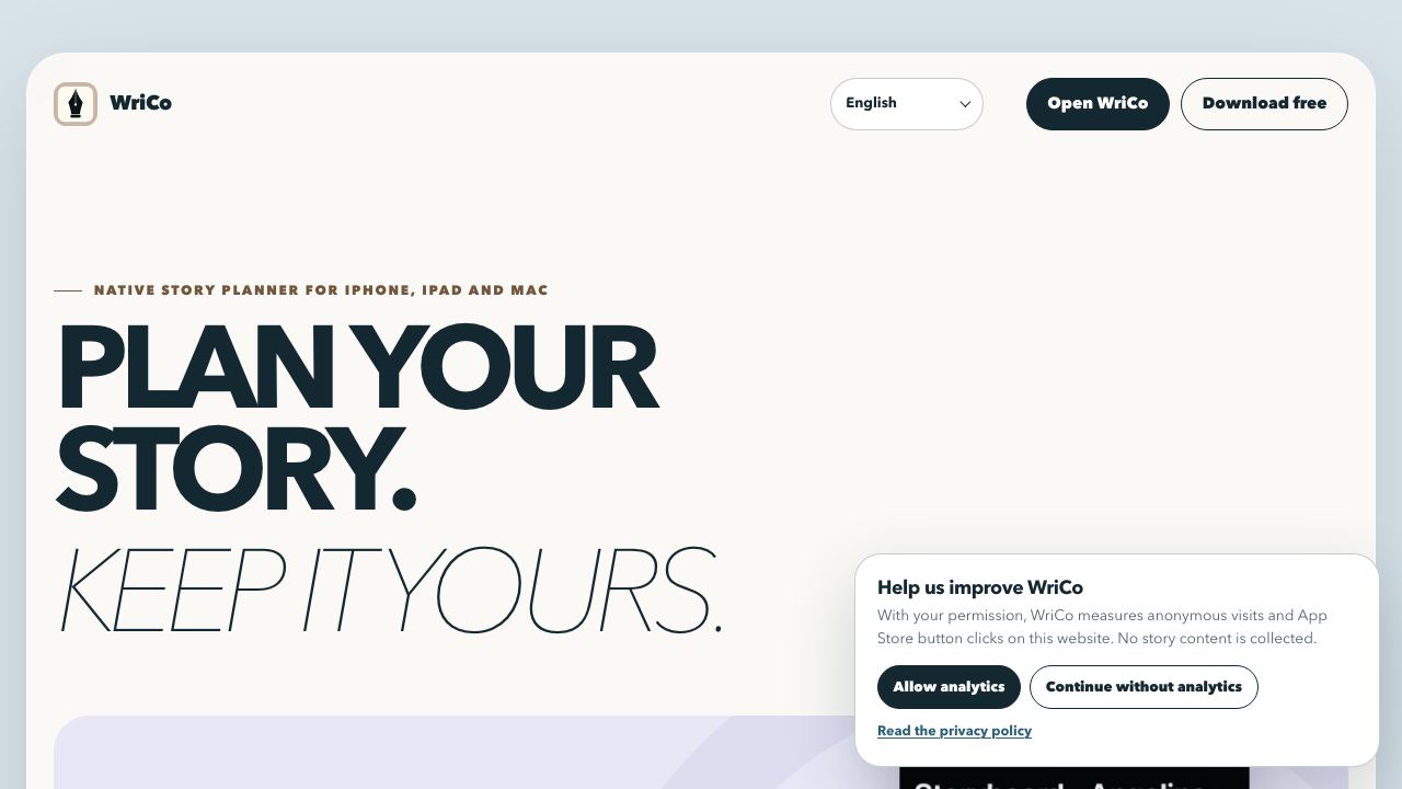 WriCo website screenshot