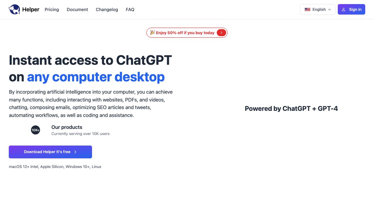 Ai Helper 网站截图
