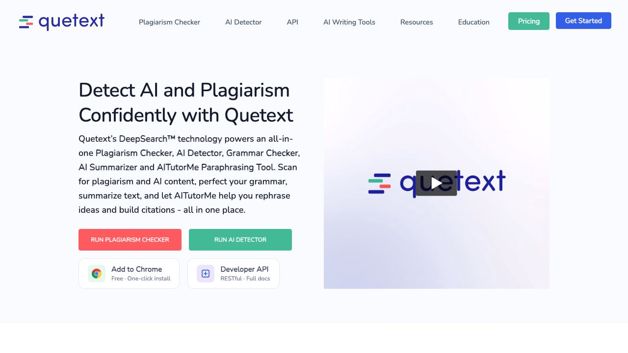 Quetext website screenshot