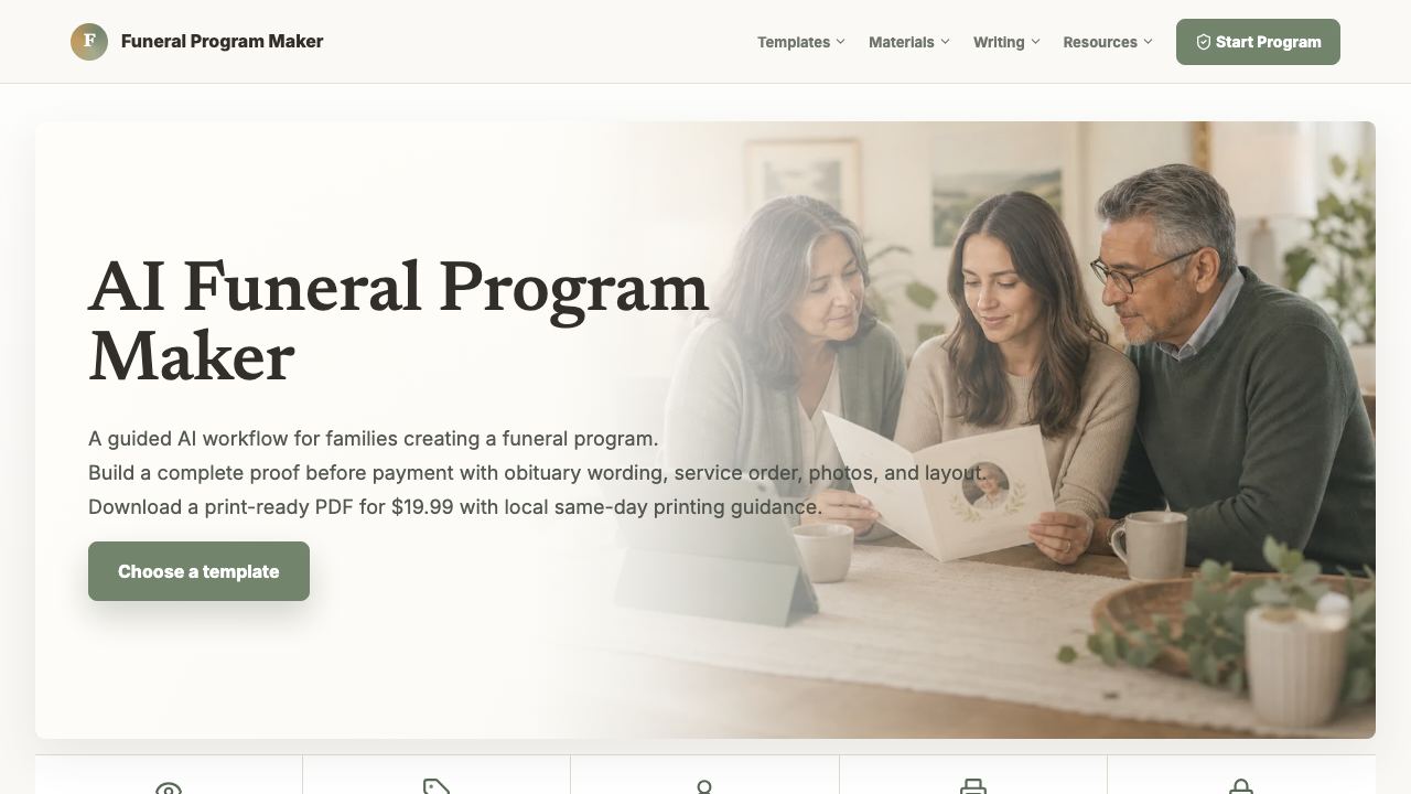 AI Funeral Program Maker 网站截图