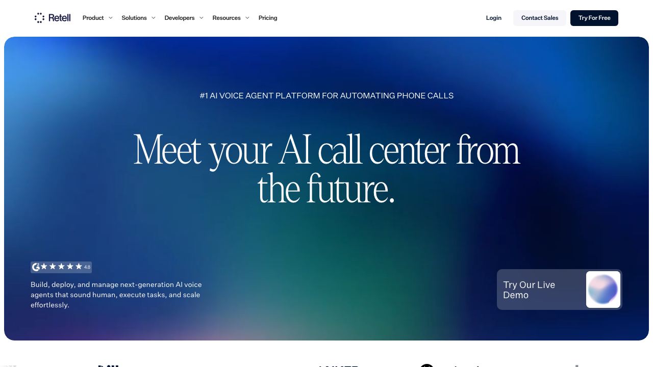 Retell AI website screenshot