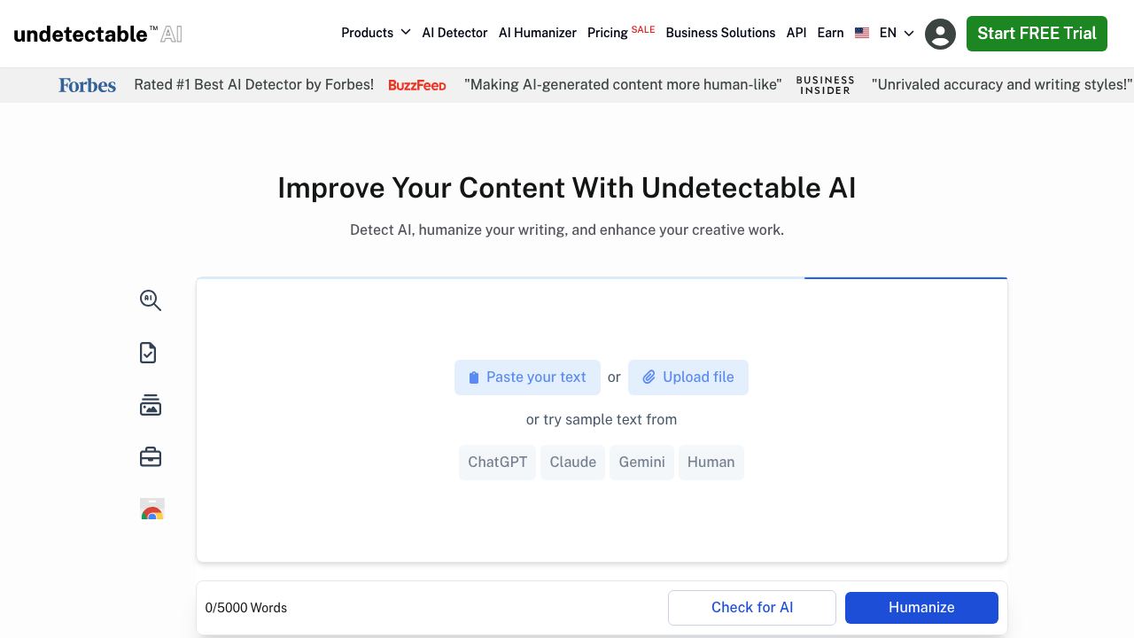 Undetectable AI 网站截图
