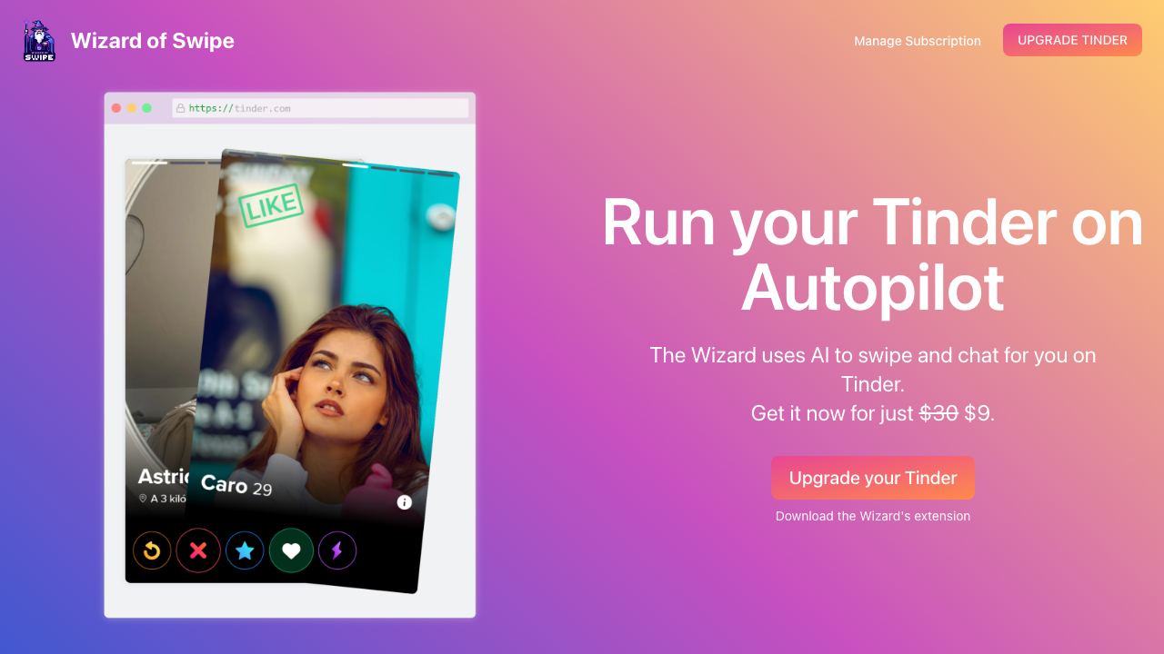 Wizard of Swipe for Tinder 网站截图