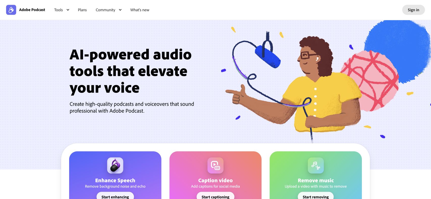 Adobe Podcast 网站截图