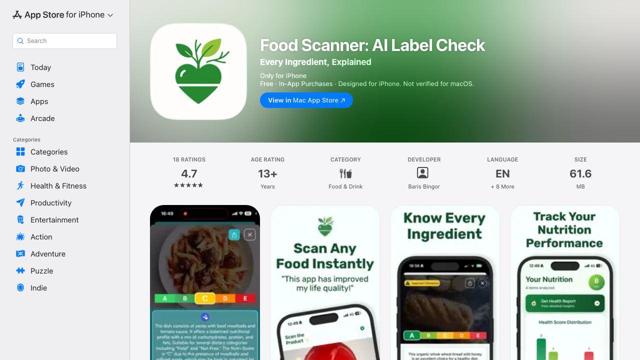 Food Check 网站截图
