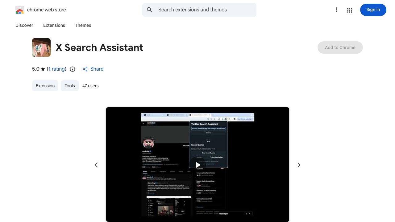 X Search Assistant website screenshot