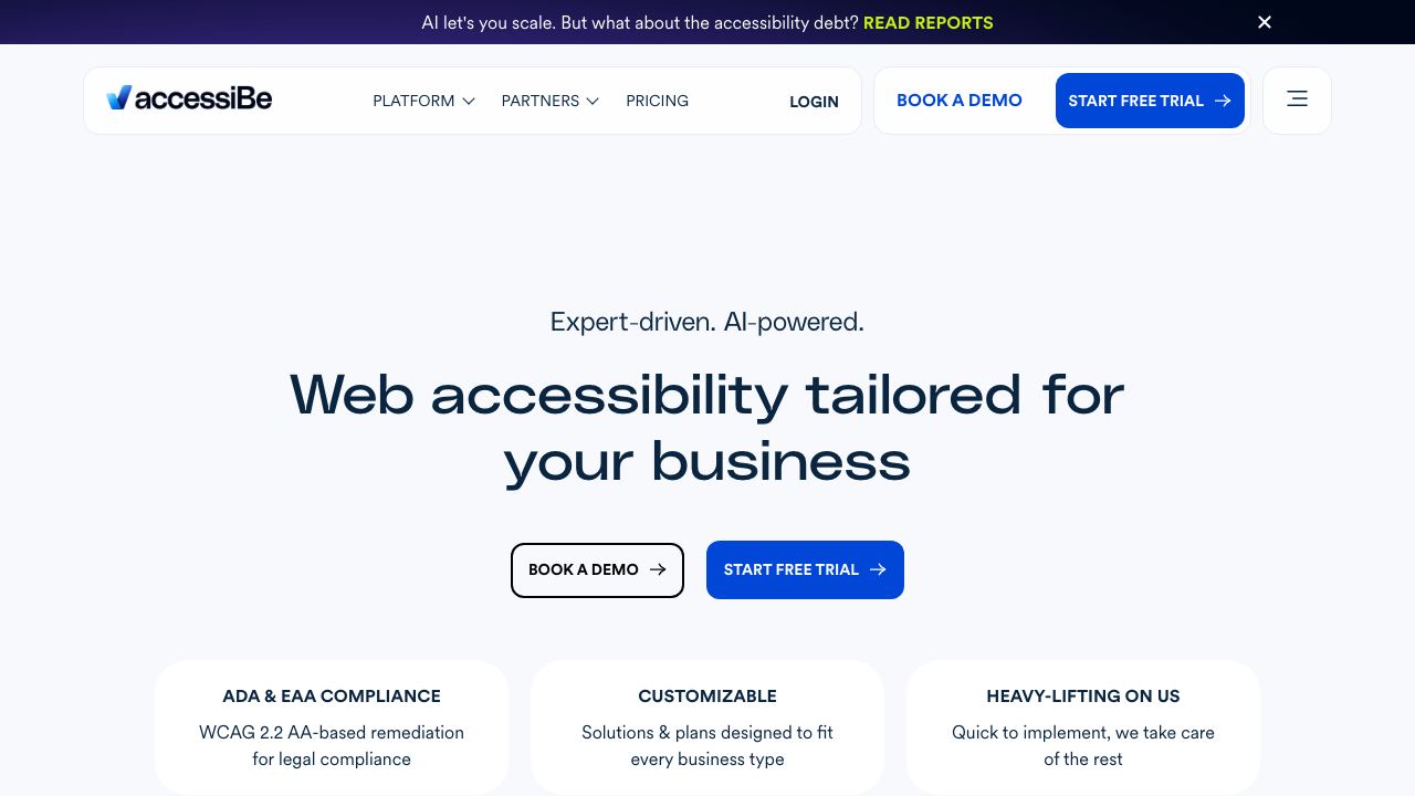 accessiBe website screenshot